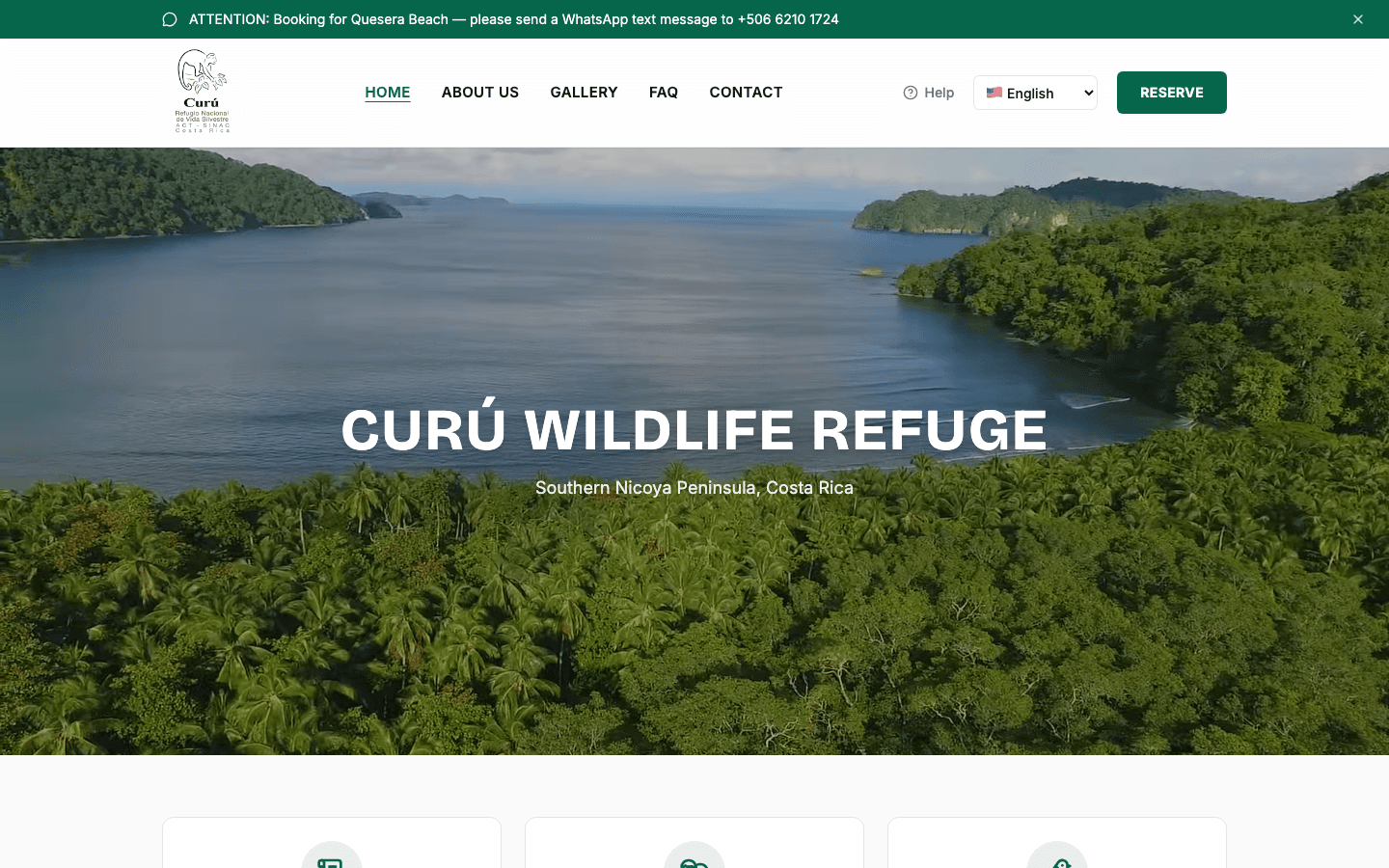 Curú Wildlife Refuge marketing website